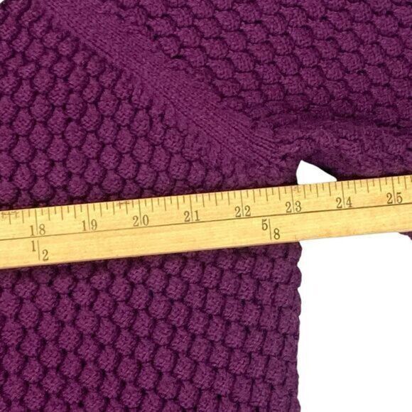 Liz Claiborne Cardigan Women XL Purple Cable Knit Chain Trim Button Down Sweater - Picture 11 of 16